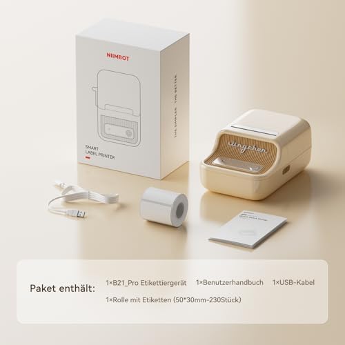 NIIMBOT Etikettendrucker B21 Pro, 300dpi Bluetooth Beschriftungsgerät für Lernen und Scrapbooking, Lila