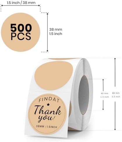 500 Stück Blau 38 mm Runde Thermo-Etiketten Rolle - Selbstklebend, wasserdicht für Büro und Versand