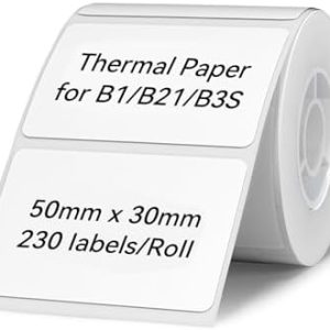 NIIMBOT Etikettenmacher-Klebeband 50x30mm, wasserdichte selbstklebende Aufkleber für Versandadresse – 230 Stück Rolle (w