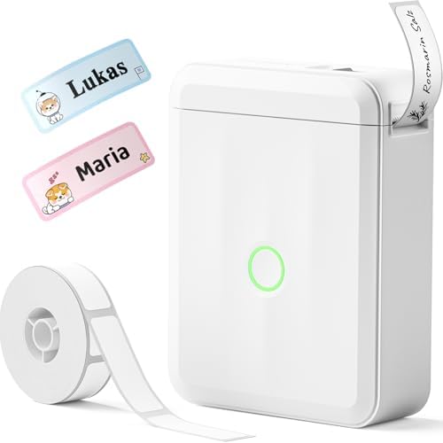 NIIMBOT D110 Bluetooth Namensaufkleber Etikettendrucker - 155 wasserdichte Etiketten für Zuhause, Büro, Schule und Kinde