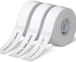 NIIMBOT Thermo Etiketten 12x40mm für D110/D11/D101 – Selbstklebend, 3-Rollen-Pack für vielseitige Anwendungen