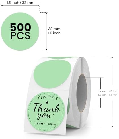 500 Stück Blau 38 mm Runde Thermo-Etiketten Rolle - Selbstklebend, wasserdicht für Büro und Versand