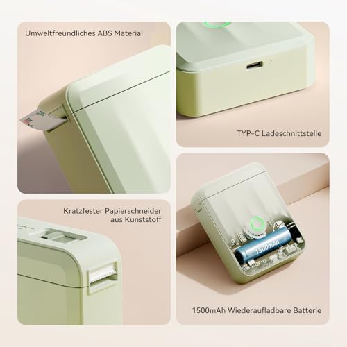 NIIMBOT D110 Bluetooth Namensaufkleber Etikettendrucker - 155 wasserdichte Etiketten für Zuhause, Büro, Schule und Kinde