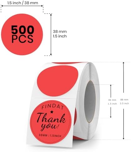 500 Stück Blau 38 mm Runde Thermo-Etiketten Rolle - Selbstklebend, wasserdicht für Büro und Versand