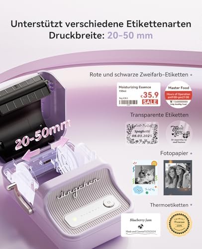 NIIMBOT Etikettendrucker B21 Pro, 300dpi Bluetooth Beschriftungsgerät für Lernen und Scrapbooking, Lila
