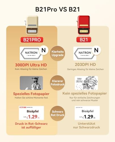 NIIMBOT B21Pro Etikettendrucker – 300 DPI Hochauflösende Etiketten fürs Büro, Zuhause & DIY-Projekte