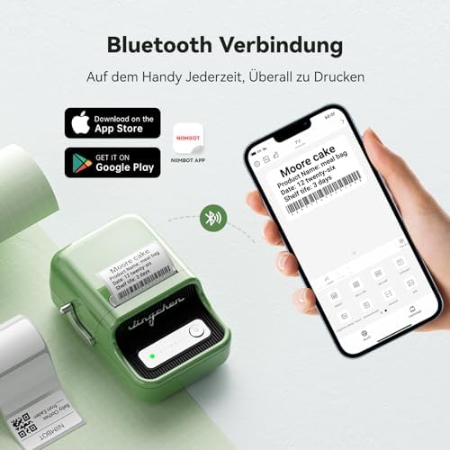 NIIMBOT B21 Etikettendrucker – Tragbares Bluetooth-Beschriftungsgerät für Büro & Einzelhandel, schwarz