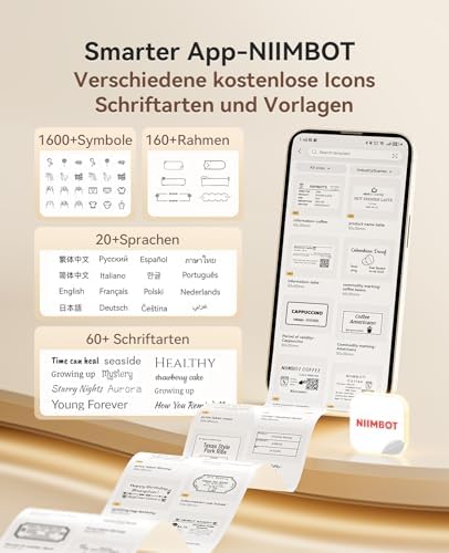 NIIMBOT Etikettendrucker B21 Pro, 300dpi Bluetooth Beschriftungsgerät für Lernen und Scrapbooking, Lila