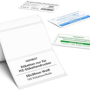 NIIMBOT M2 Thermotransfer-Etiketten 50x30 mm, wasserdicht & hitzebeständig, perfekt für den M2 Etikettendrucker