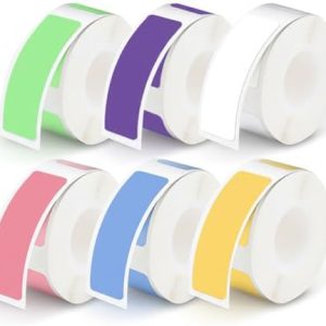 Niimbot Etikettenband Supvan E10, 6 Rollen farbige 12x40 mm Etiketten, perfekt für Büro, Schule und Haushalt