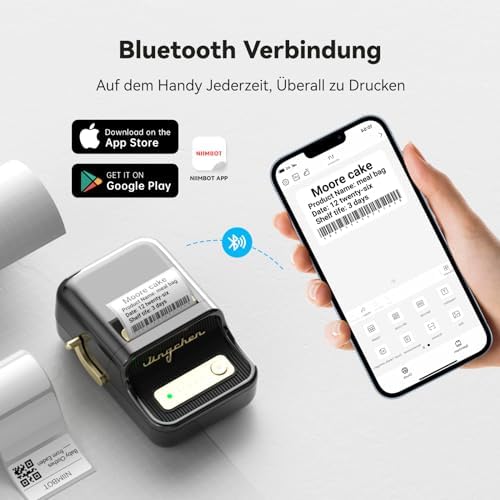 NIIMBOT B21 Etikettendrucker – Tragbares Bluetooth-Beschriftungsgerät für Büro & Einzelhandel, schwarz