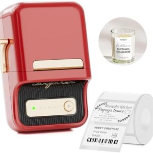 NIIMBOT B21 Bluetooth Etikettendrucker – Selbstklebendes Beschriftungsgerät für Büro & Einzelhandel (Rot)