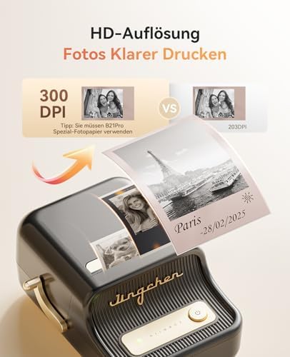 NIIMBOT Etikettendrucker B21 Pro, 300dpi Bluetooth Beschriftungsgerät für Lernen und Scrapbooking, Lila