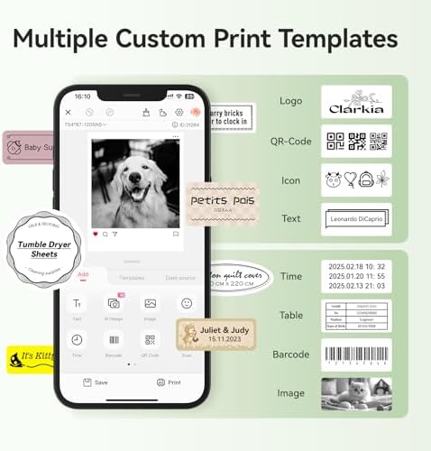 NIIMBOT Etikettendrucker B21 Pro, 300dpi Bluetooth Beschriftungsgerät für Lernen und Scrapbooking, Lila