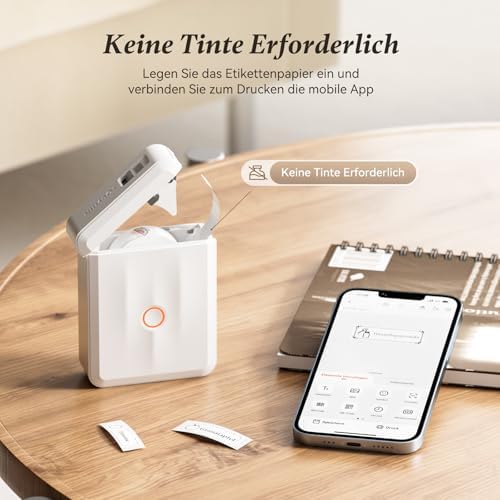 NIIMBOT D110 Bluetooth Namensaufkleber Etikettendrucker - 155 wasserdichte Etiketten für Zuhause, Büro, Schule und Kinde