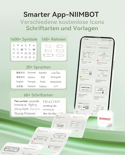 NIIMBOT Etikettendrucker B21 Pro, 300dpi Bluetooth Beschriftungsgerät für Lernen und Scrapbooking, Lila