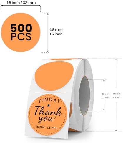 500 Stück Blau 38 mm Runde Thermo-Etiketten Rolle - Selbstklebend, wasserdicht für Büro und Versand