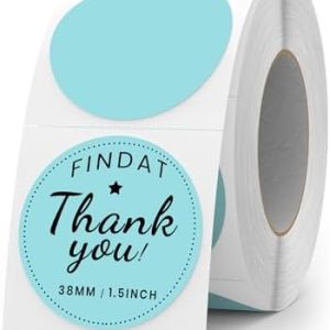 500 Stück Blau 38 mm Runde Thermo-Etiketten Rolle - Selbstklebend, wasserdicht für Büro und Versand