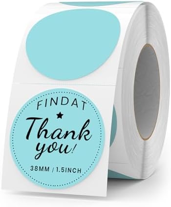 500 Stück Blau 38 mm Runde Thermo-Etiketten Rolle - Selbstklebend, wasserdicht für Büro und Versand