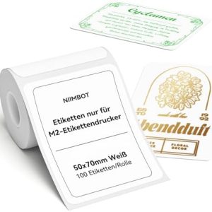 NIIMBOT M2 Thermotransfer-Etiketten 50x70 mm - Wasserdicht & Hitzebeständig, 100 Selbstklebende Etiketten für M2 Drucker