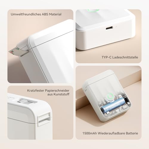 NIIMBOT D110 Bluetooth Namensaufkleber Etikettendrucker - 155 wasserdichte Etiketten für Zuhause, Büro, Schule und Kinde