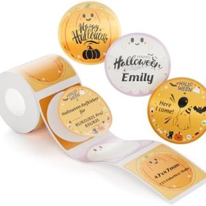 NIIMBOT Halloween-Etiketten für B1 B21 B31 K3, 47x47mm, wasserfest & selbstklebend für kreative Halloween-Dekorationen