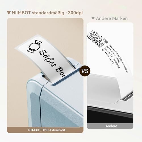 NIIMBOT D110 Bluetooth Namensaufkleber Etikettendrucker - 155 wasserdichte Etiketten für Zuhause, Büro, Schule und Kinde