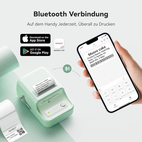 NIIMBOT B21 Etikettendrucker – Tragbares Bluetooth-Beschriftungsgerät für Büro & Einzelhandel, schwarz