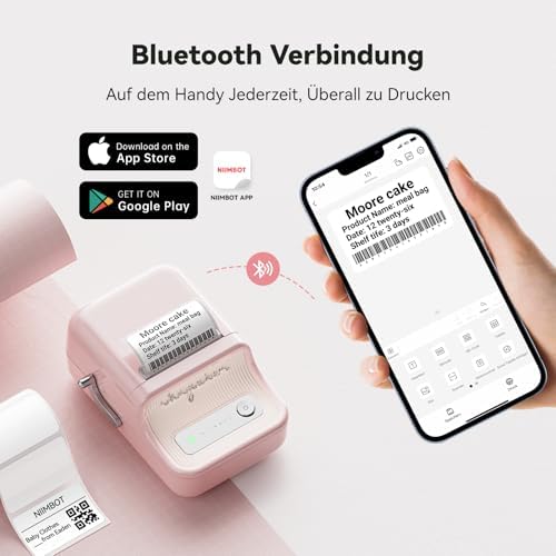 NIIMBOT B21 Etikettendrucker – Tragbares Bluetooth-Beschriftungsgerät für Büro & Einzelhandel, schwarz