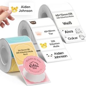 NIIMBOT Etikettendrucker B1 B21 B31 K3 - 3-Rollen Thermo-Etiketten für optimale Beschriftung zuhause oder im Büro