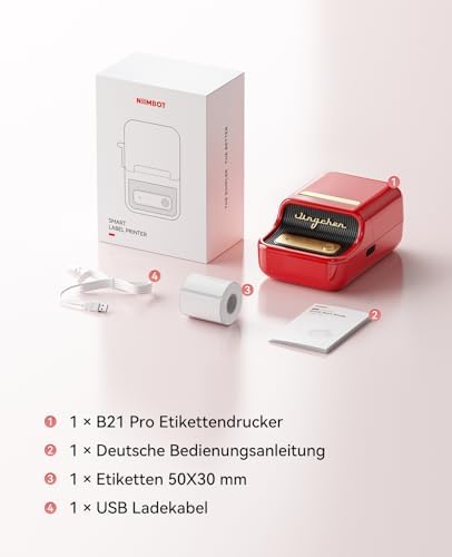 NIIMBOT B21Pro Etikettendrucker – 300 DPI Hochauflösende Etiketten fürs Büro, Zuhause & DIY-Projekte