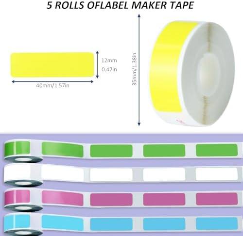 5 Rollen Thermo-Etikettenband für L11/R11/HP1/P12/P15 – Wasserfeste 12x40mm Etiketten für Haus, Büro & Schule – 160 Etik