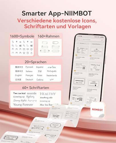 NIIMBOT Etikettendrucker B21 Pro, 300dpi Bluetooth Beschriftungsgerät für Lernen und Scrapbooking, Lila
