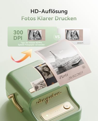 NIIMBOT Etikettendrucker B21 Pro, 300dpi Bluetooth Beschriftungsgerät für Lernen und Scrapbooking, Lila