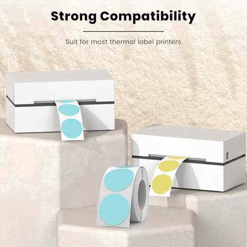 500 Stück Blau 38 mm Runde Thermo-Etiketten Rolle - Selbstklebend, wasserdicht für Büro und Versand