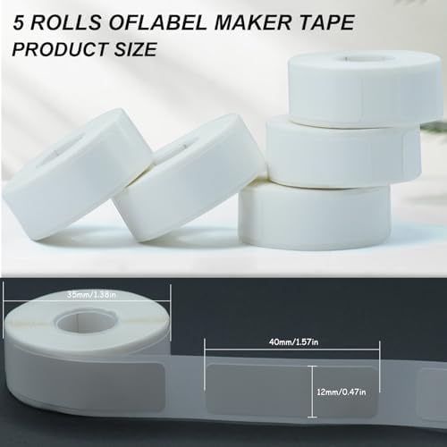 5 Rollen Thermo-Etikettenband für L11/R11/HP1/P12/P15 – Wasserfeste 12x40mm Etiketten für Haus, Büro & Schule – 160 Etik