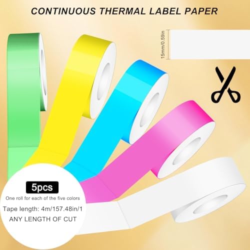 5 Rollen Thermo-Etikettenband für L11/R11/HP1/P12/P15 – Wasserfeste 12x40mm Etiketten für Haus, Büro & Schule – 160 Etik