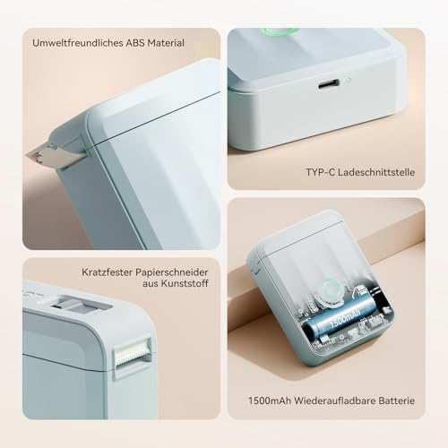 NIIMBOT D110 Bluetooth Namensaufkleber Etikettendrucker - 155 wasserdichte Etiketten für Zuhause, Büro, Schule und Kinde