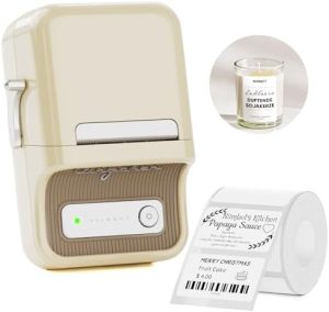 NIIMBOT B21 Etikettendrucker in Beige – Bluetooth Etikettiergerät für Zuhause & Büro, 20-50mm Druckgröße, inkl. Starterb