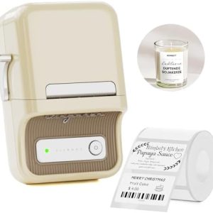 NIIMBOT B21 Etikettendrucker in Beige – Bluetooth Etikettiergerät für Zuhause & Büro, 20-50mm Druckgröße, inkl. Starterb