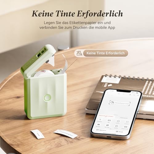 NIIMBOT D110 Bluetooth Namensaufkleber Etikettendrucker - 155 wasserdichte Etiketten für Zuhause, Büro, Schule und Kinde