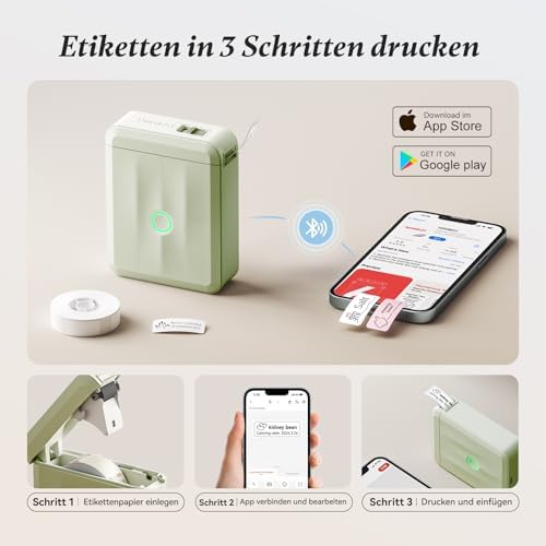 NIIMBOT D110 Bluetooth Namensaufkleber Etikettendrucker - 155 wasserdichte Etiketten für Zuhause, Büro, Schule und Kinde