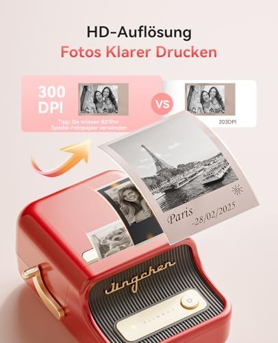 NIIMBOT Etikettendrucker B21 Pro, 300dpi Bluetooth Beschriftungsgerät für Lernen und Scrapbooking, Lila