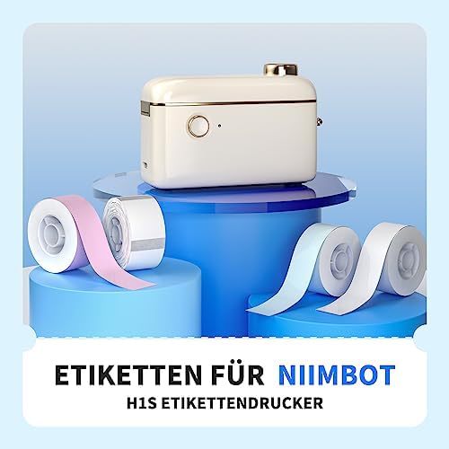 NIIMBOT H1S Etikettendrucker - Selbstklebende, kontinuierliche Thermo-Etiketten 15mm x 7,5m für Schule, Büro und Zuhause
