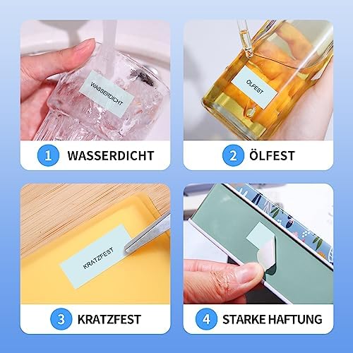 NIIMBOT H1S Etikettendrucker - Selbstklebende, kontinuierliche Thermo-Etiketten 15mm x 7,5m für Schule, Büro und Zuhause