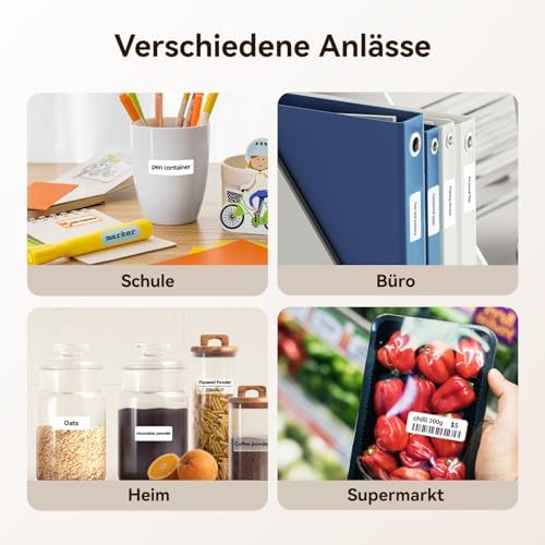 NIIMBOT D110 Bluetooth Namensaufkleber Etikettendrucker - 155 wasserdichte Etiketten für Zuhause, Büro, Schule und Kinde