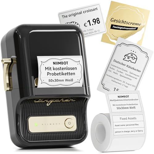 NIIMBOT B21 Etikettendrucker – Tragbares Bluetooth-Beschriftungsgerät für Büro & Einzelhandel, schwarz