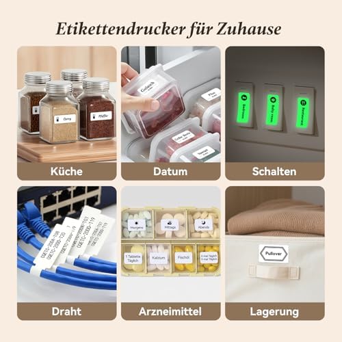 NIIMBOT D110 Bluetooth Namensaufkleber Etikettendrucker - 155 wasserdichte Etiketten für Zuhause, Büro, Schule und Kinde