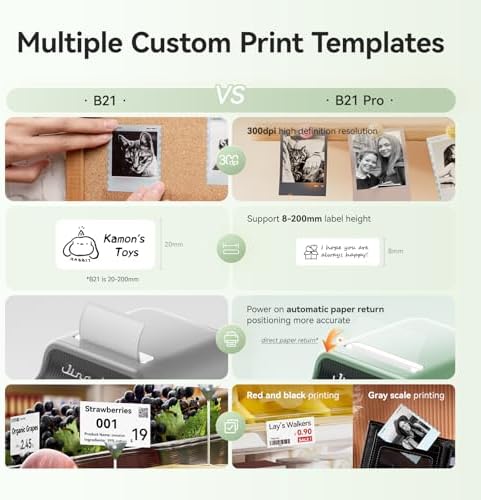 NIIMBOT Etikettendrucker B21 Pro, 300dpi Bluetooth Beschriftungsgerät für Lernen und Scrapbooking, Lila