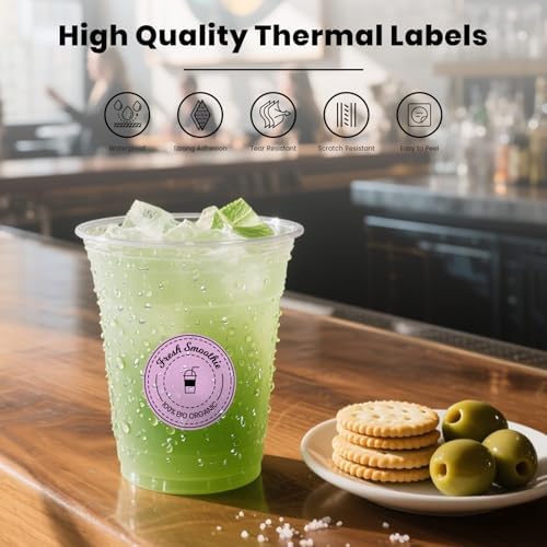 500 Stück Blau 38 mm Runde Thermo-Etiketten Rolle - Selbstklebend, wasserdicht für Büro und Versand